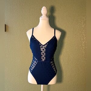 Kenneth Cole Royal Blue/Indigo Swimsuit with Cutout Details Size M